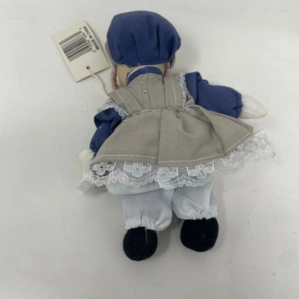 Vintage Porcelain Head Sitting Dolls Trio Lace‎ Aprons Yarn Hair Set of 3